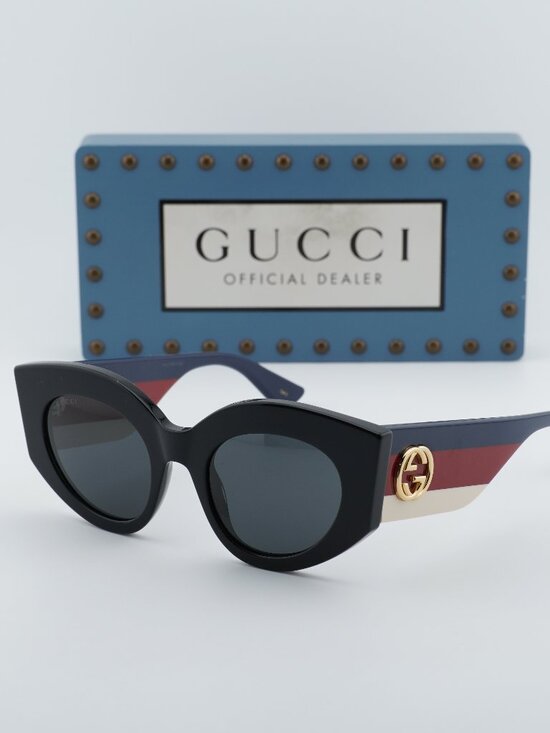 Gucci GG0275S 001 Women Cat Eye Sunglasses - Black / Multicolor / Grey main image 7